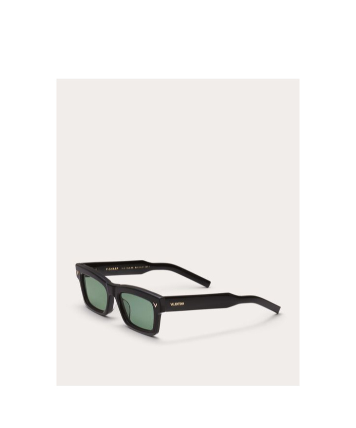 Valentino V-shape Rectangular Acetate Frame Unisex Dark Green 53 In Dark Green