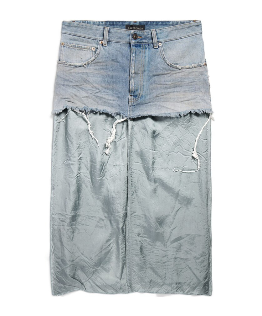 BALENCIAGA WOMEN'S RIPPED OFF SKIRT IN LIGHT BLUE 