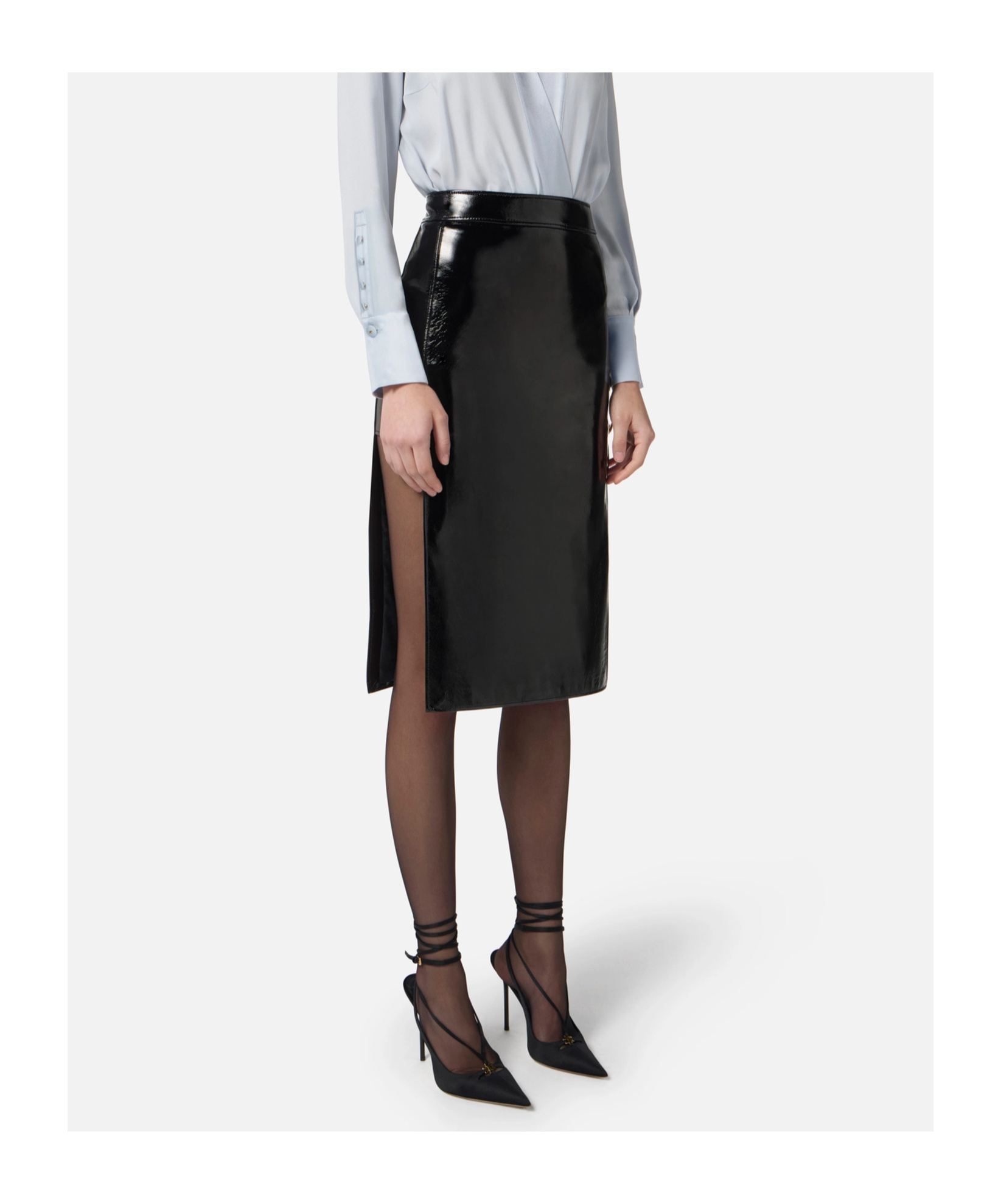 Elisabetta Franchi Button-detail Slit Midi Skirt In Black