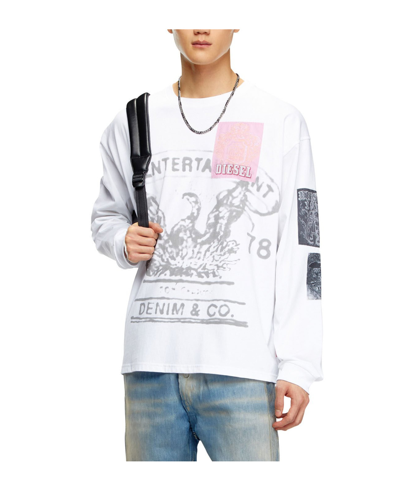 Diesel Graphic-print Cotton Sweatshirt In White