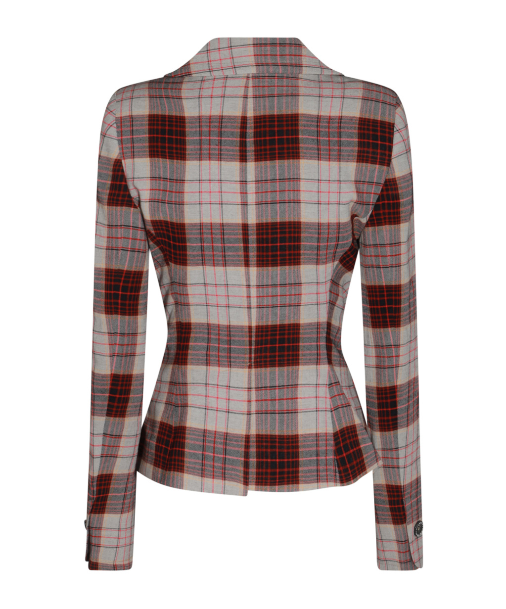 Vivienne Westwood Drunken Tailored Checked Wool Blazer In Gray