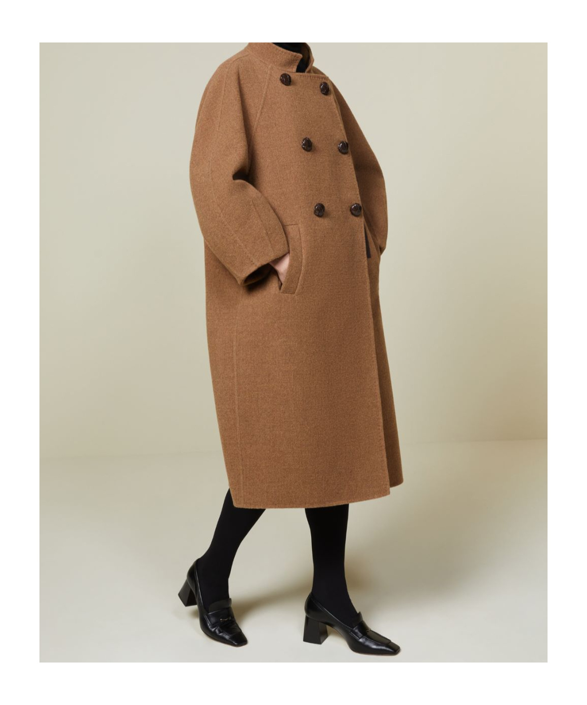 Max Mara Double Wool Pea Coat In Brown