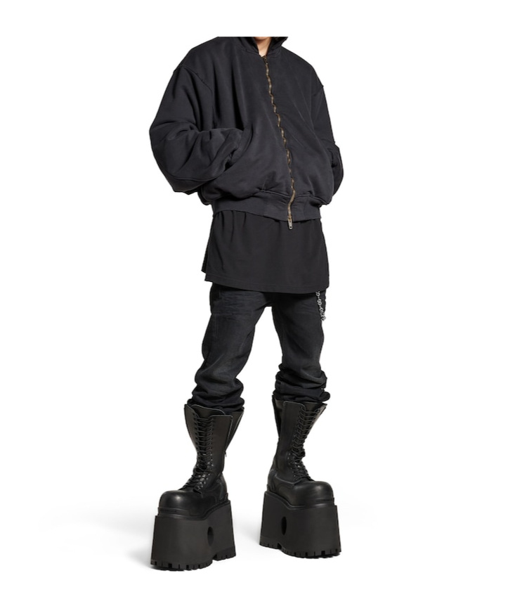 Balenciaga Hooded Pilot Jacket In Faded Black