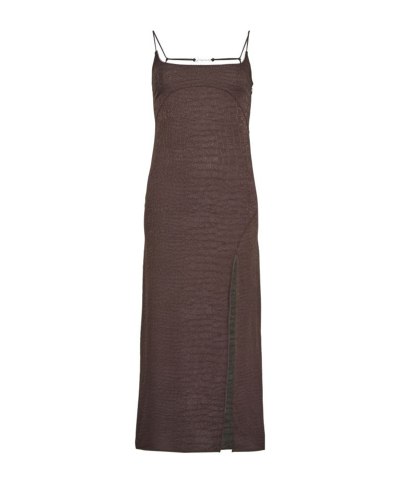 Jacquemus Womens Croco Brown La Robe Notte Croc-pattern Woven Midi Dress In Brown