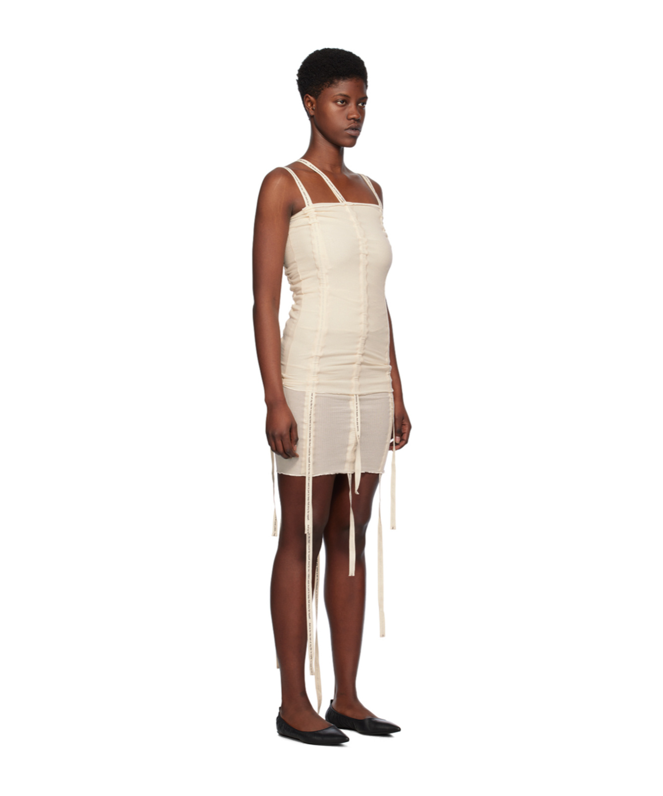 Baserange Off-white Hewn Strap Minidress In White