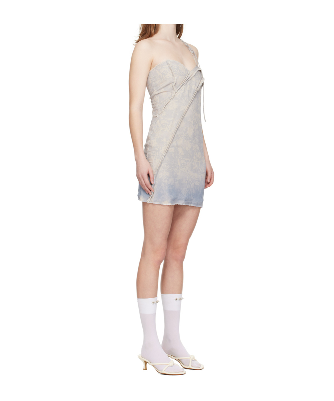 Jade Cropper Single-shoulder Minidress In Gray