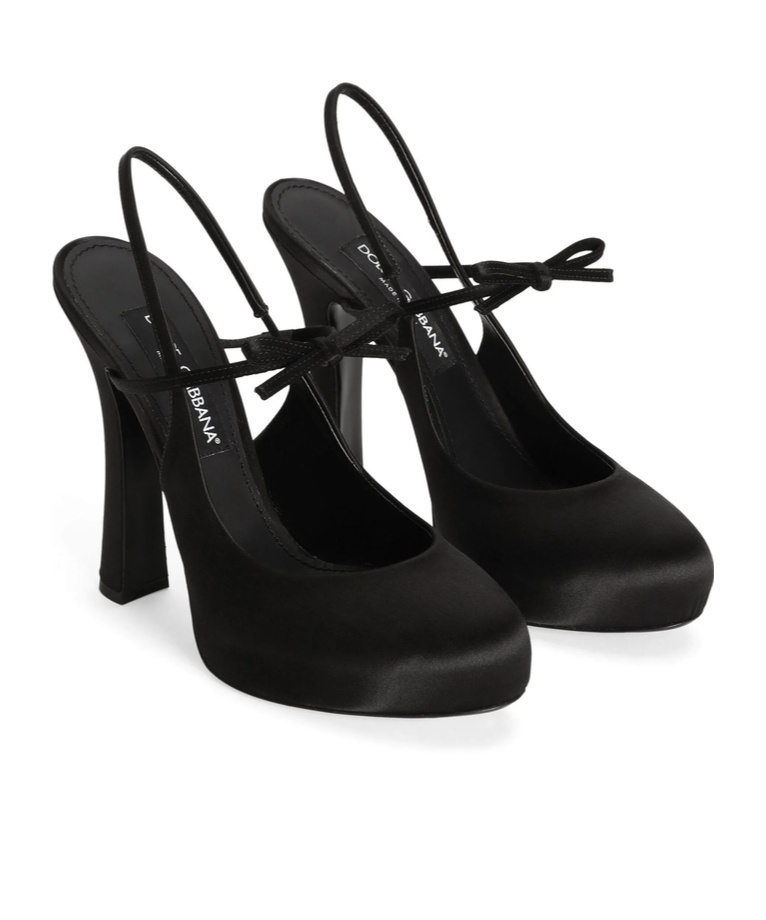 Dolce & Gabbana Vally 105 Satin Slingback Pumps In Black