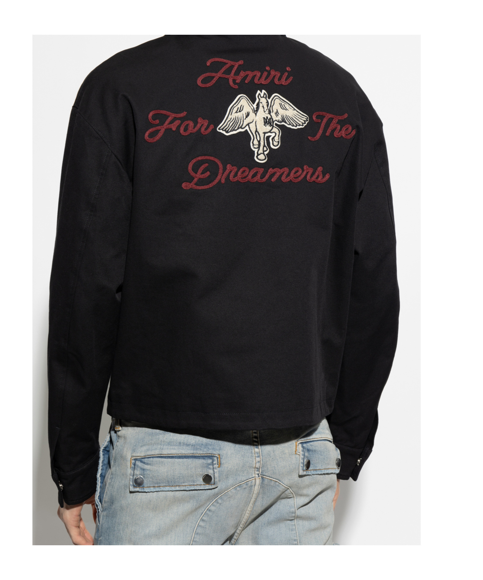 Amiri Embroidered Jacket With Front Pocket And Collar In Black
