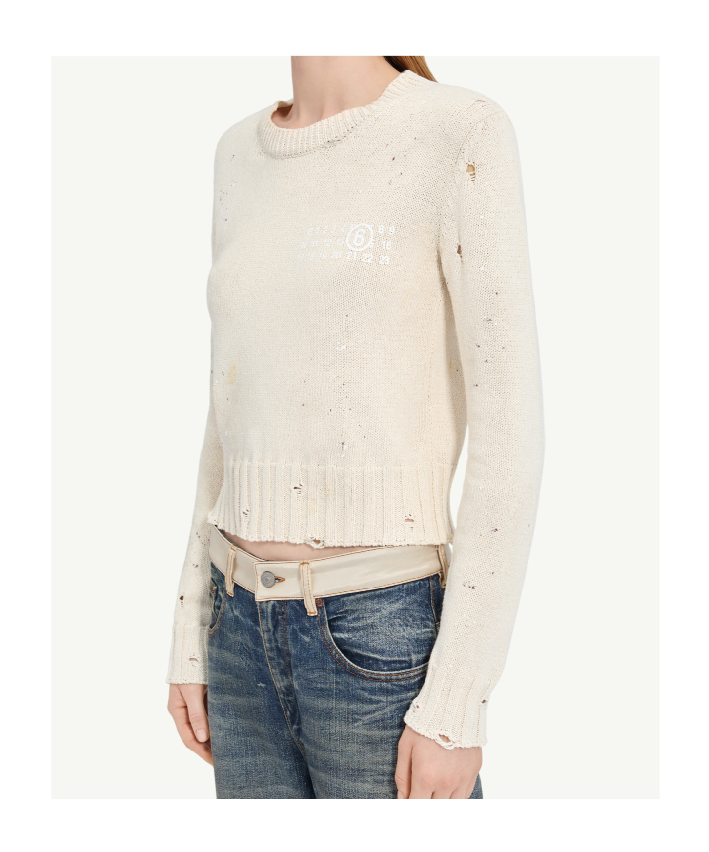 Shop Mm6 Maison Margiela Paint Residue Knit In White