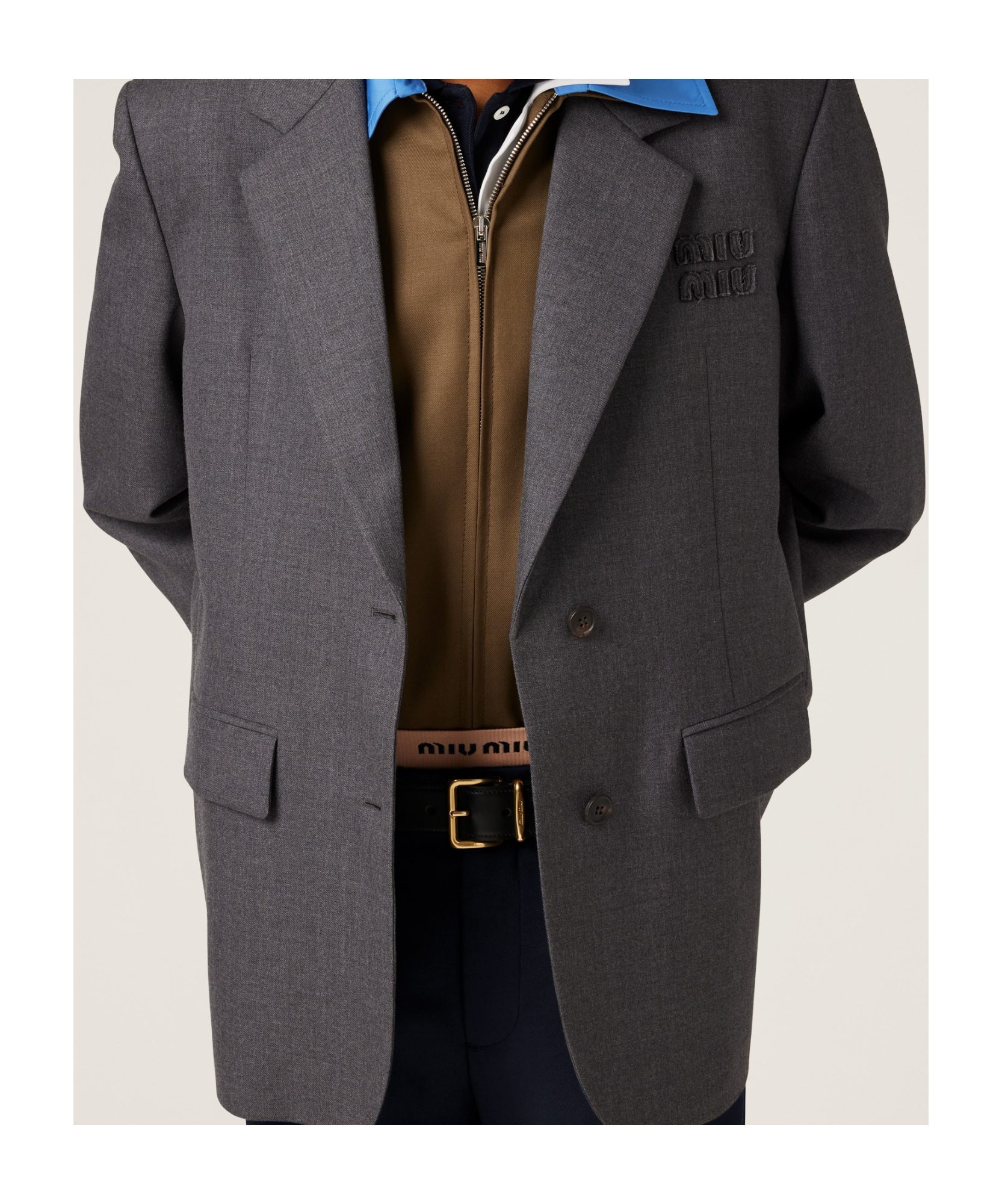 Miu Miu Single-breasted Wool Blazer In Black