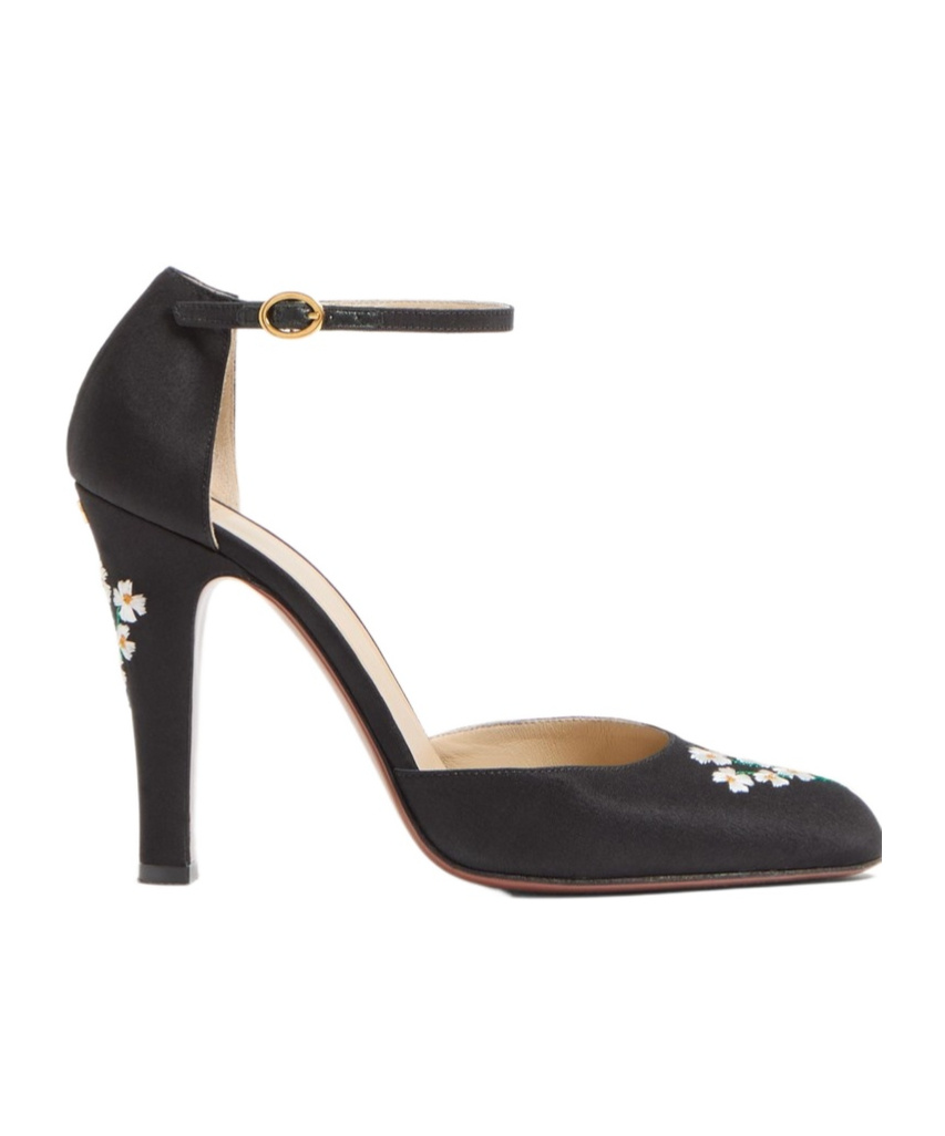 Valentino Garavani Hi Dolly Fabric Pumps With 105 Mm Floral Embroidery Woman Black 41 In Black