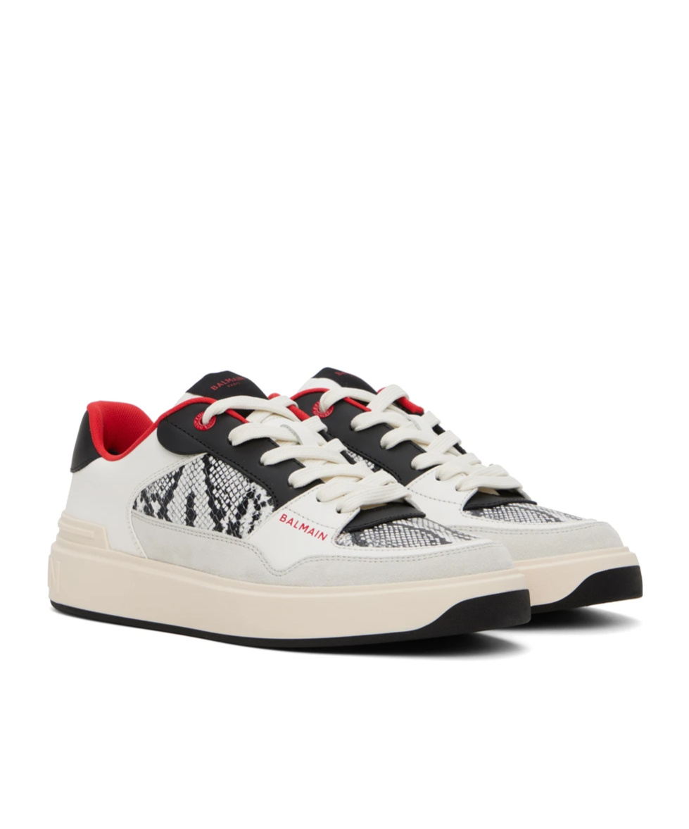 Balmain Round Head Fastened With Low-top Casual Sneakers In White