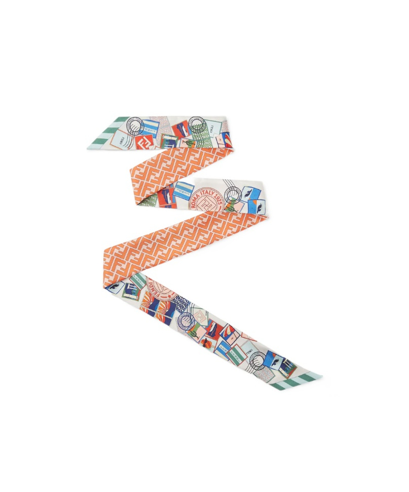 Fendi Multicolour Printed Silk Narrow Scarf