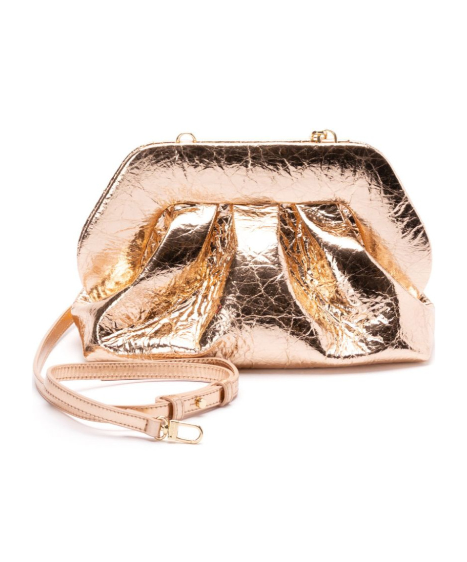 Themoirè Pineapple Cross Body Bag With Pleat Detailing In Nude