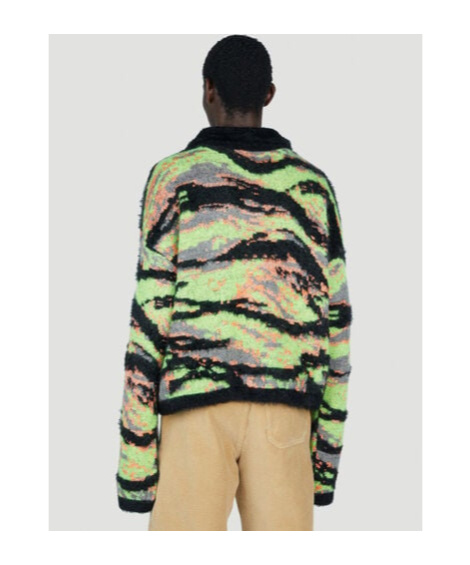 Erl Long-sleeved Sweater In Green