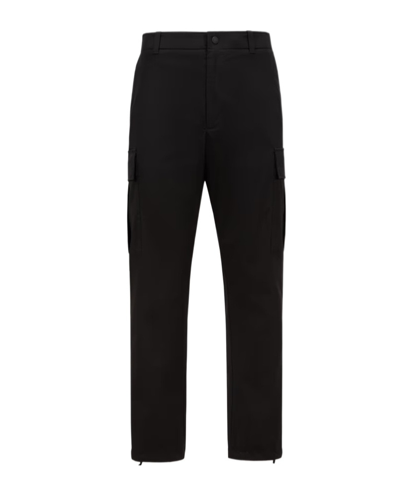 Shop Moncler Cotton Gabardine Cargo Trousers In Black
