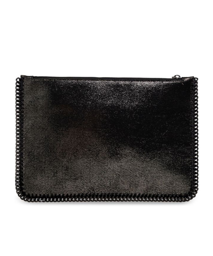 Stella Mccartney Glitter Chain Clutch Bag In Black