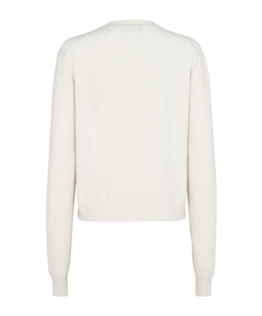 Fendi Ivory Stretch Cashmere Blend Sweater In White