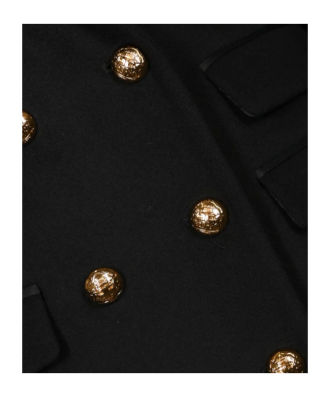 Elisabetta Franchi Long Double-breasted Coat With Gold Buttons In Black