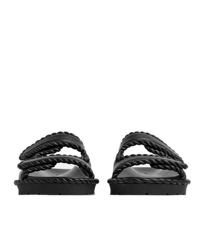 Bottega Veneta Jack Flat Mule Black Nappa Leather Sandals In Black