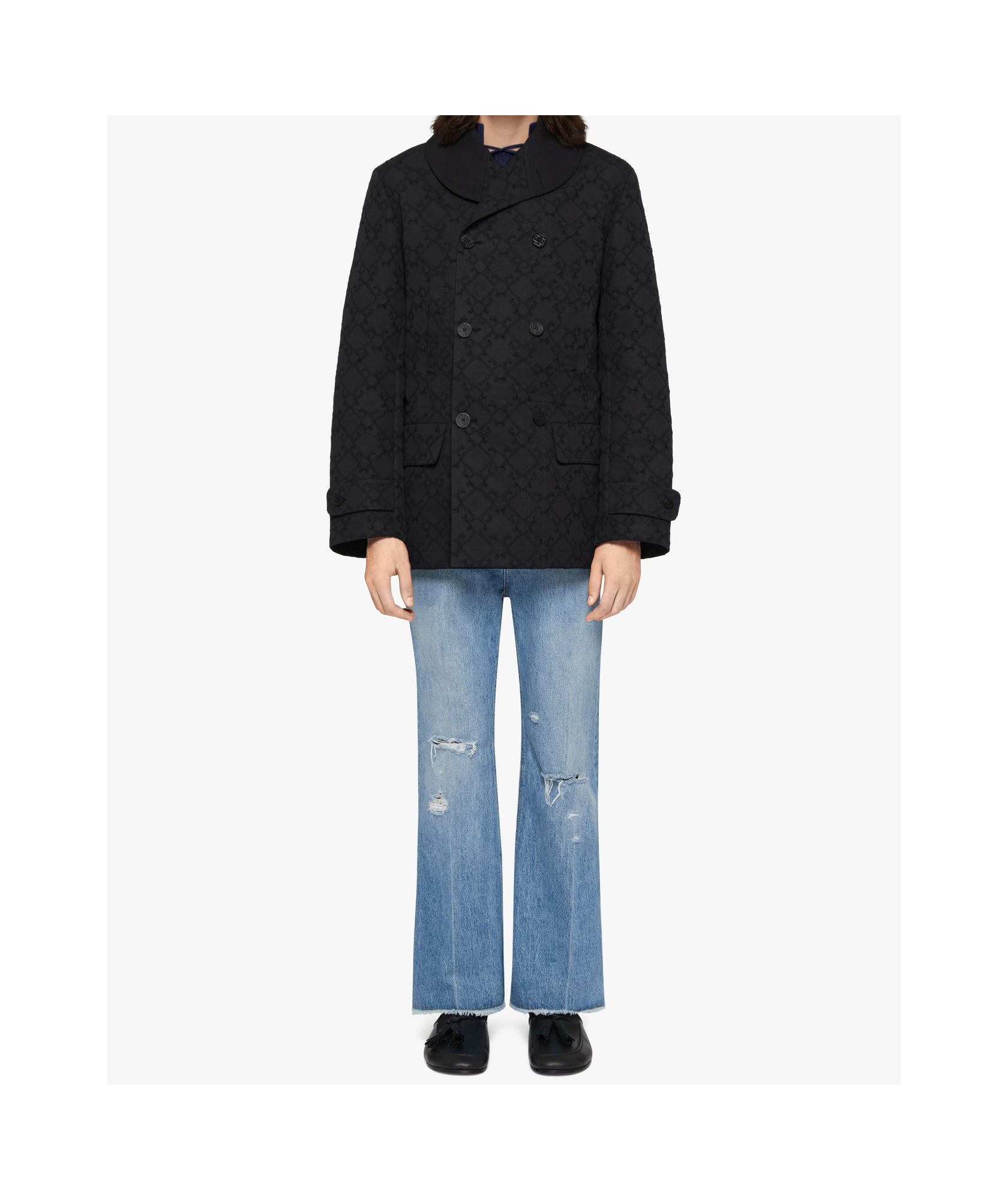 GIVENCHY PEA COAT IN MONOGRAM 72 COTTON