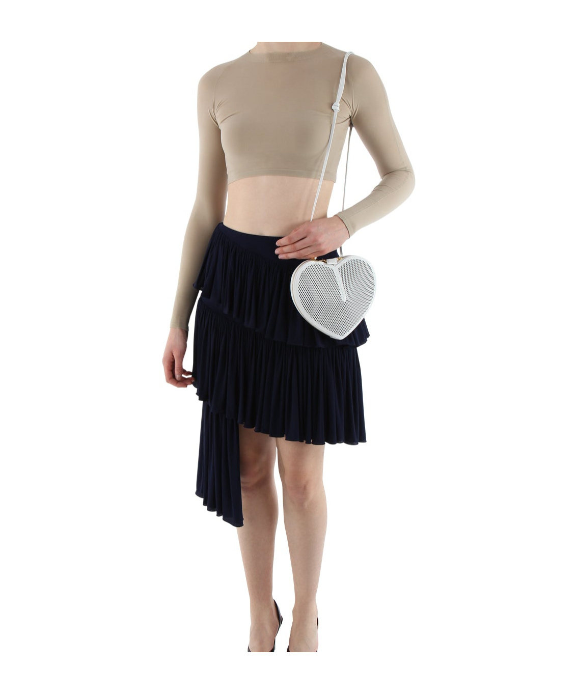 Alaïa Crew Neck Long Sleeve Top In Nude