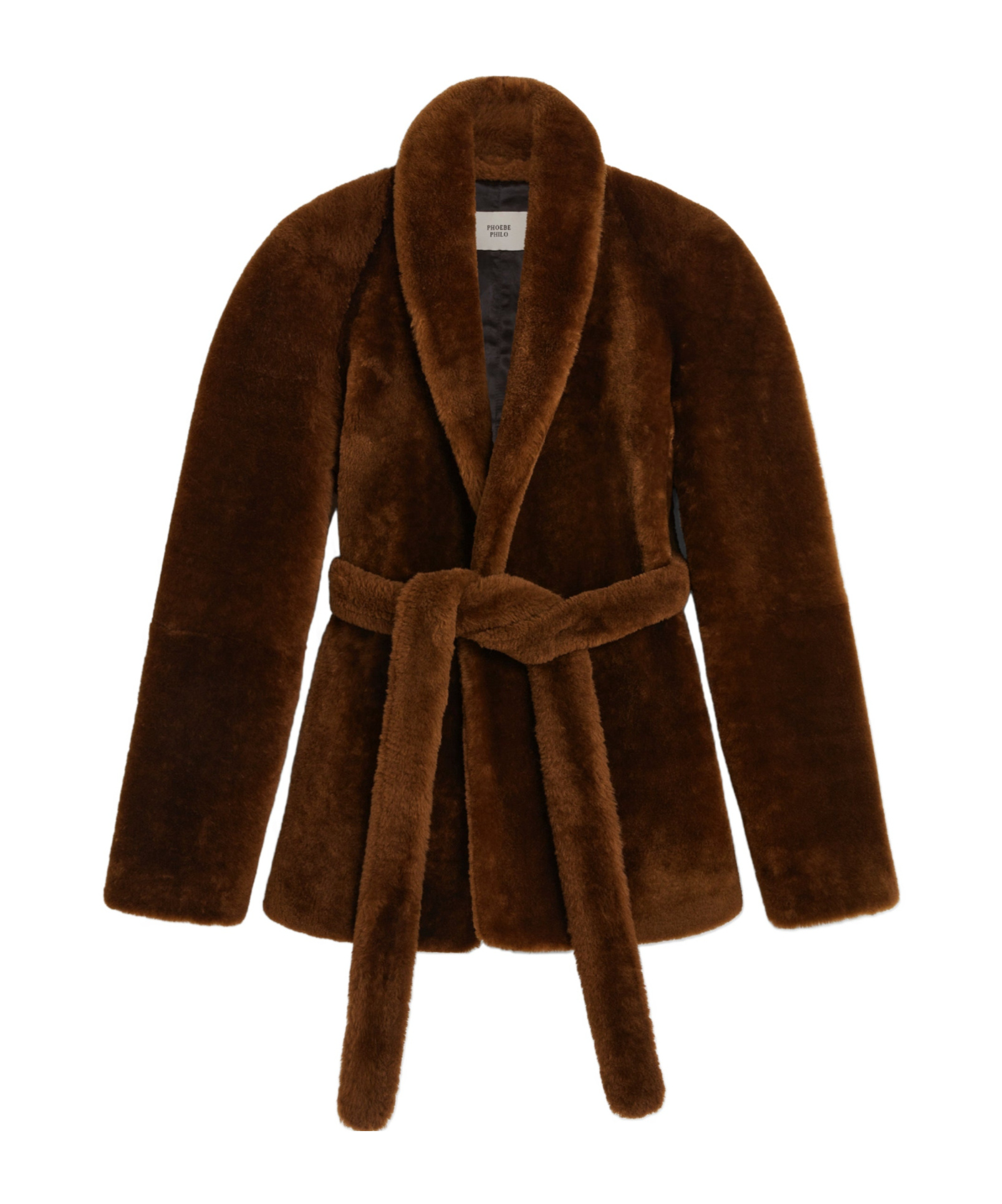 Phoebe Philo Tie-waist Long Coat In Brown