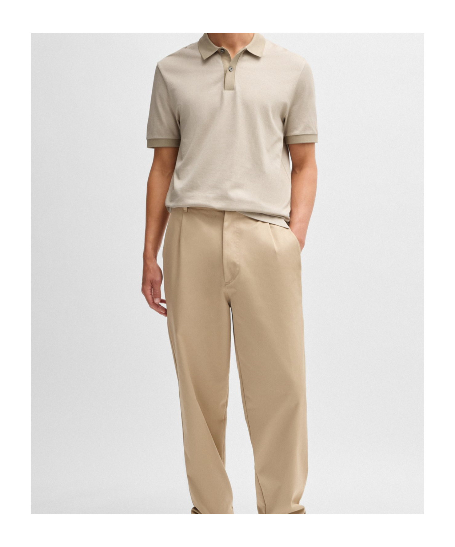 Hugo Boss Mercerized-cotton Polo Shirt With Micro Pattern In Nude