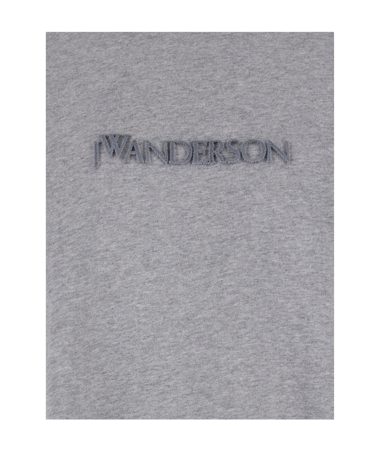Jw Anderson Grey Crewneck T-shirt With Logo Embroidery On The Front In Gray