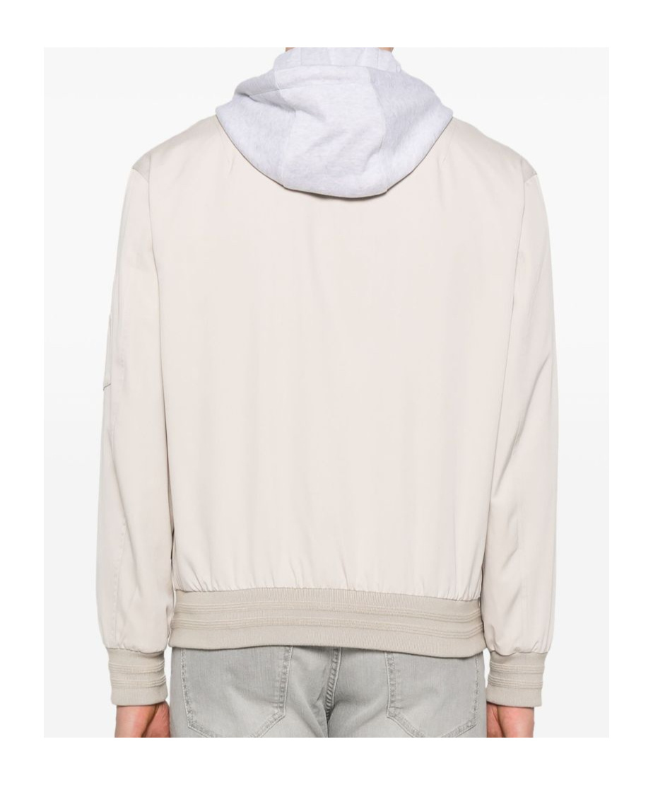 Eleventy Silk Hoodie Bomber Jacket In Neutral