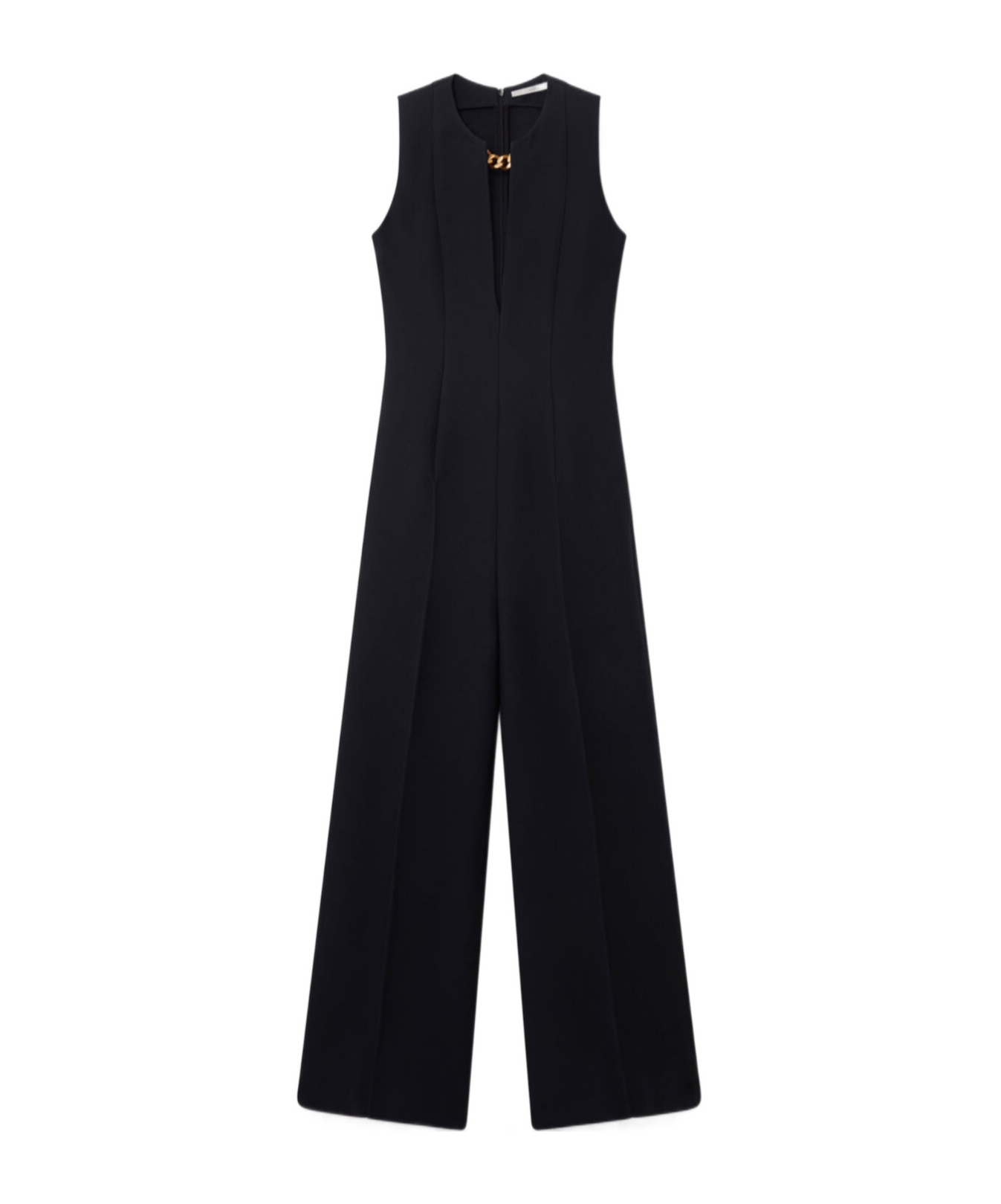 Stella Mccartney Chain-detail Wool And Silk Jumpsuit In Black