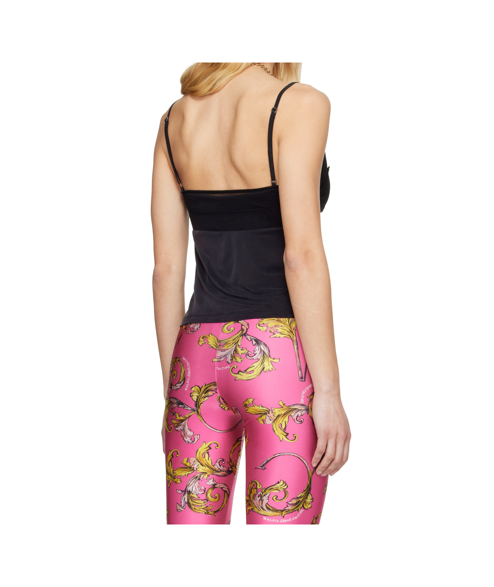 Versace Jeans Mesh-panelling Top In Black