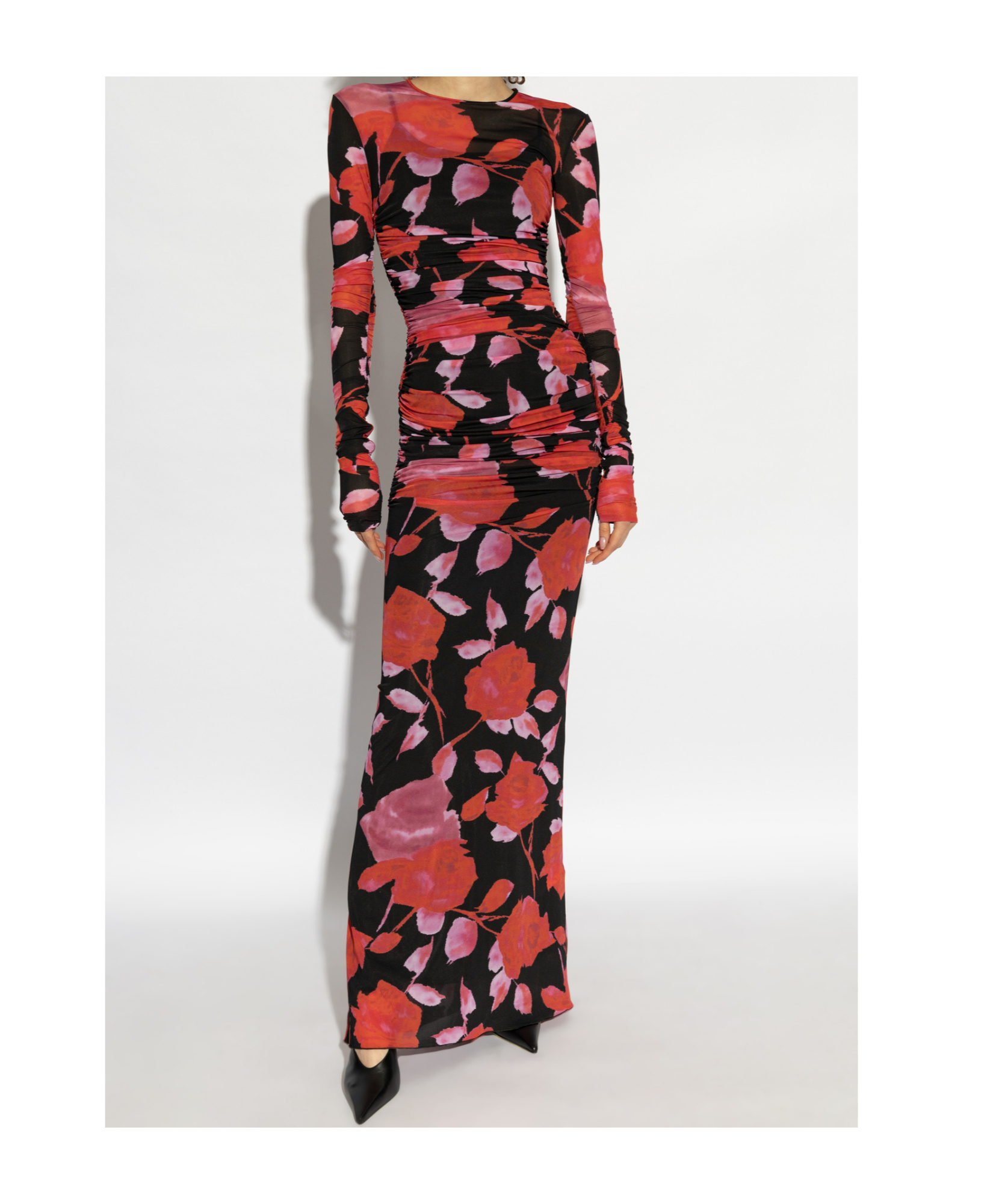 Blumarine Fine Jer Printed Maxi Dress In Black