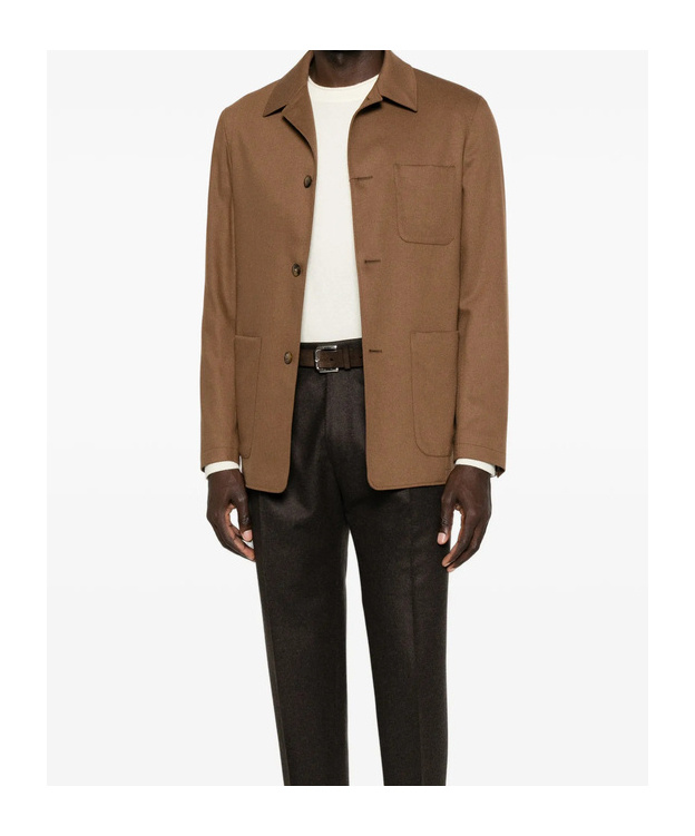 Canali Stretch-wool Chore Overshirt In Multi