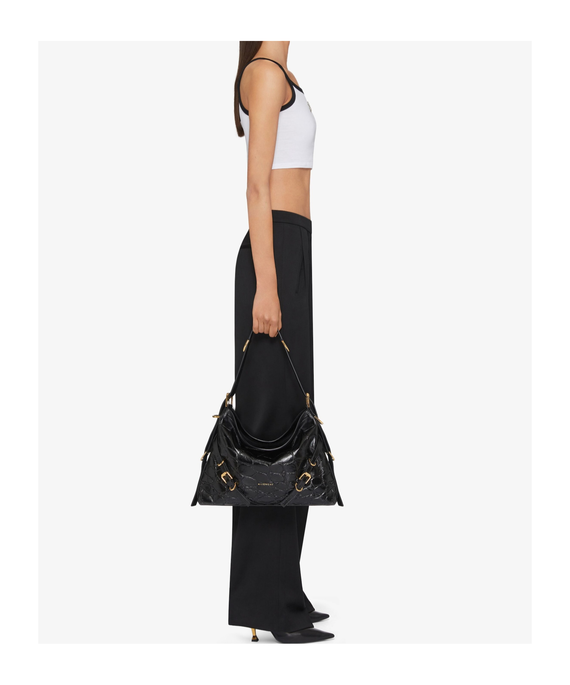 Givenchy Cropped Tank Top In Cotton And Crystals With 4g Detail In White