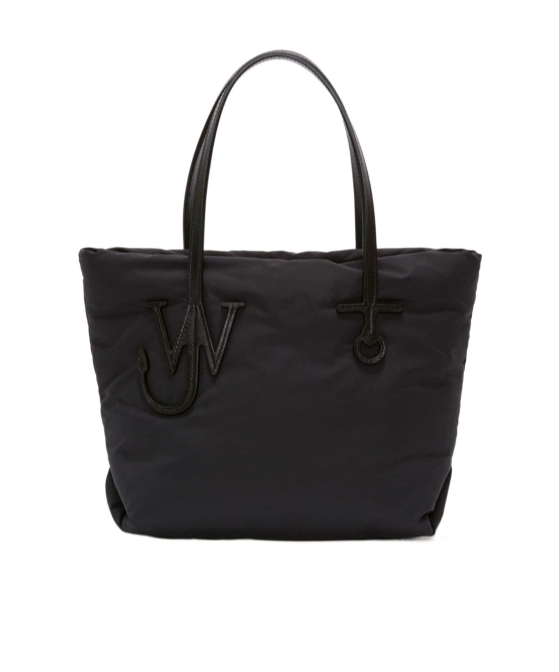 Jw Anderson Puffy Anchor Shopping Bag With Top Handles In Black