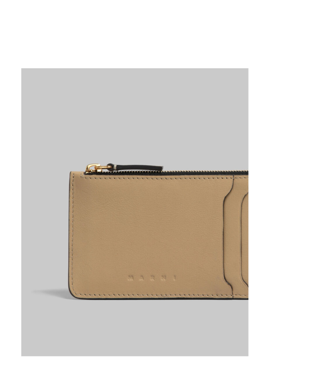 Marni Zipped Leather Card Case In Nude