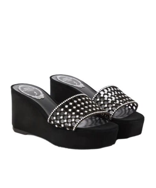 René Caovilla Embellished Suede Platform Slides In Black