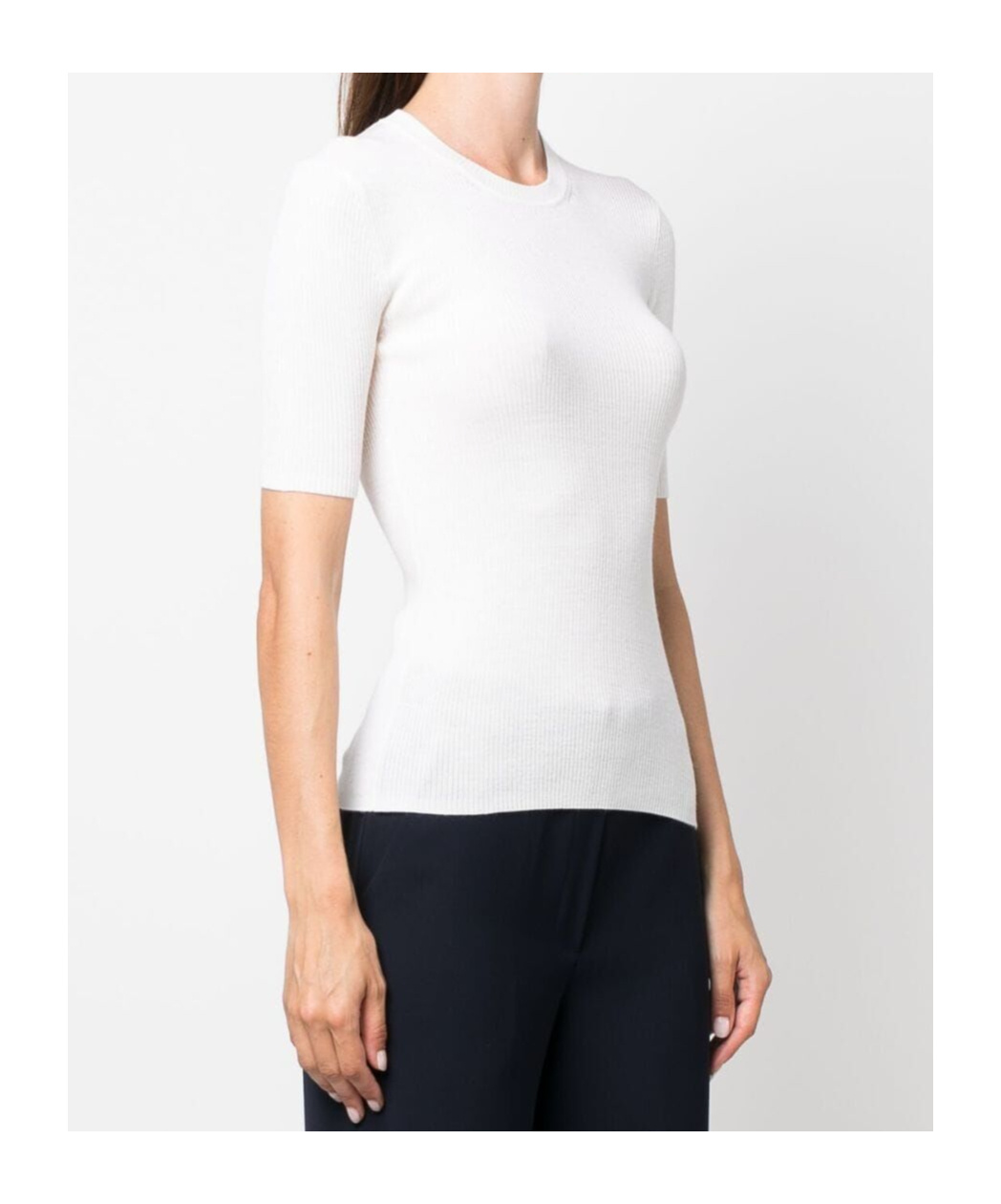P.a.r.o.s.h Linfa Short-sleeve Fine-knit Top In White