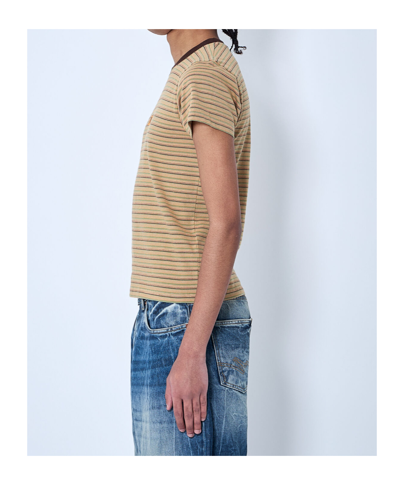 Shop Martine Rose Logo Motif Shrunken T-shirt In Brown