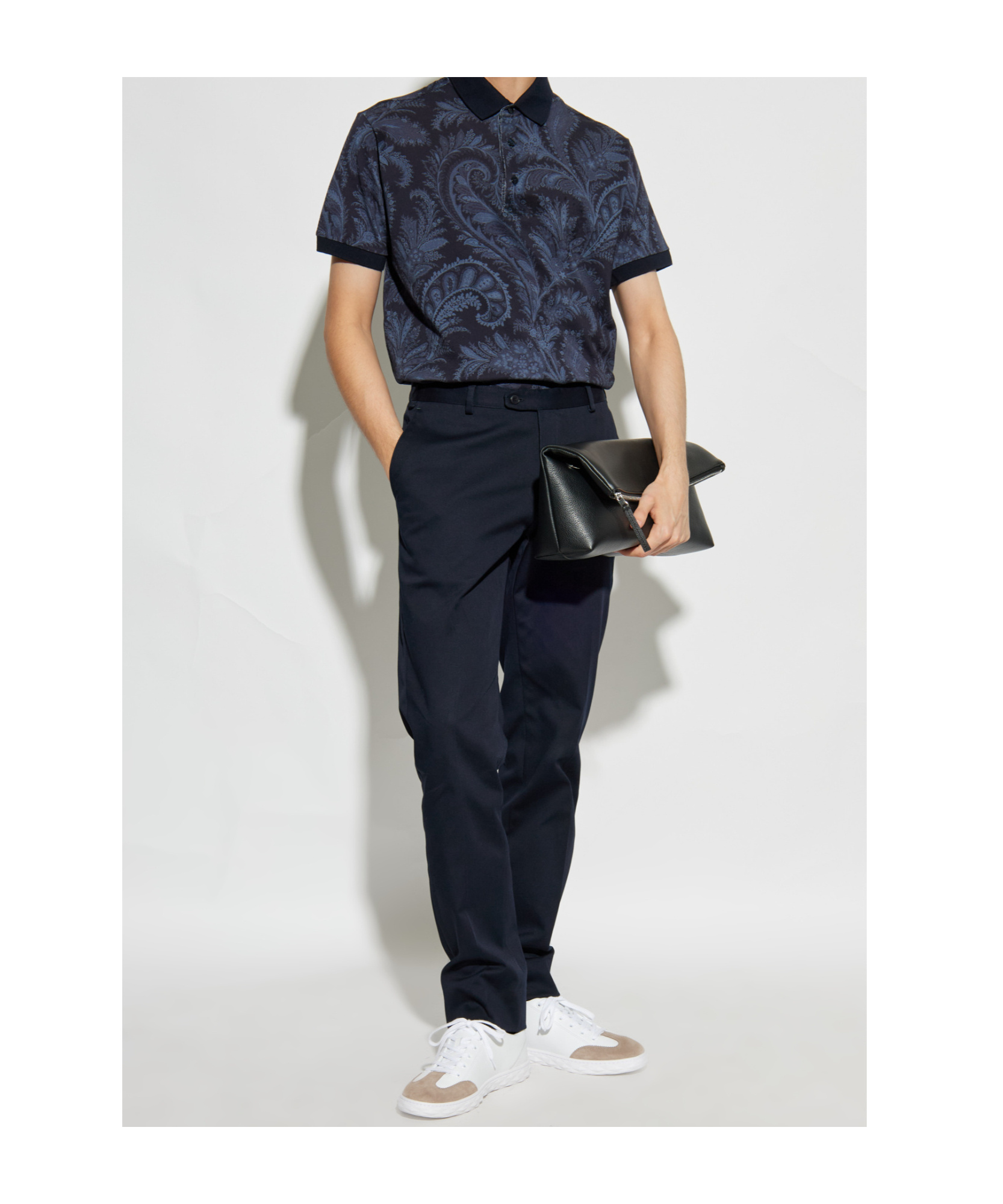Etro Floral Paisley Print Polo T-shirt In Blue