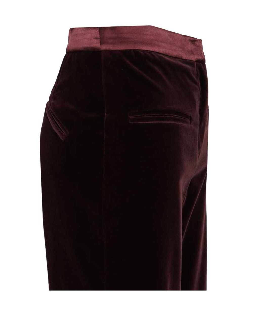 Federica Tosi Pantalone Tasche A Filetto Velluto Pontoglio Trousers Bordeaux In Burgundy