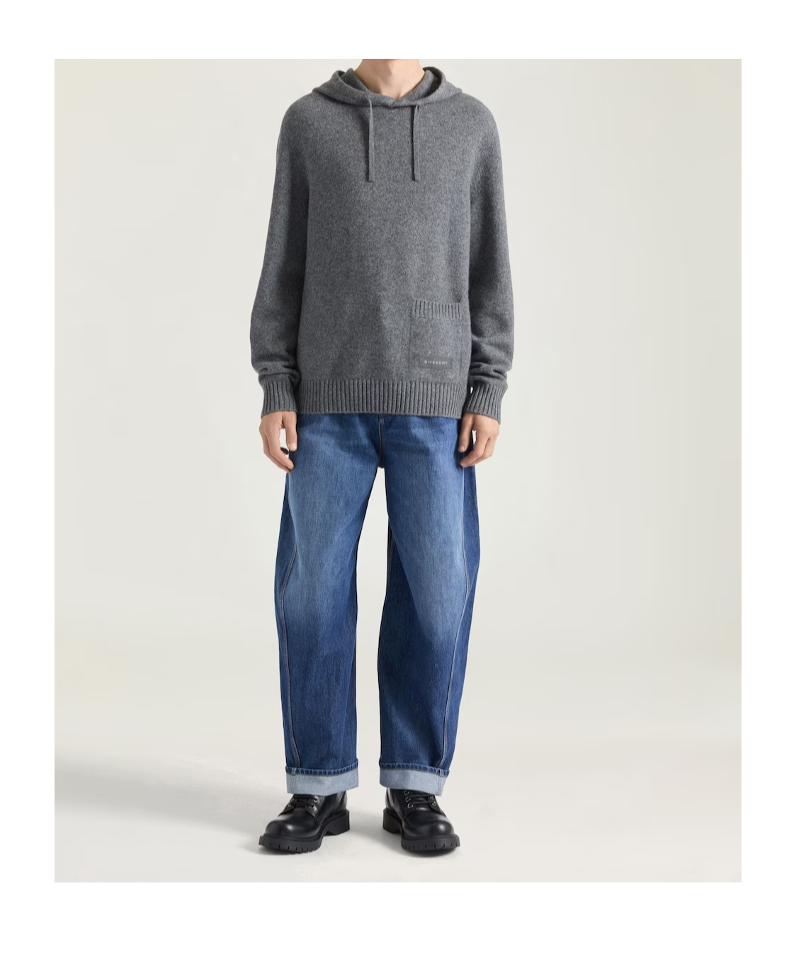 Givenchy Hoodie In Cashmere Knit In Gray