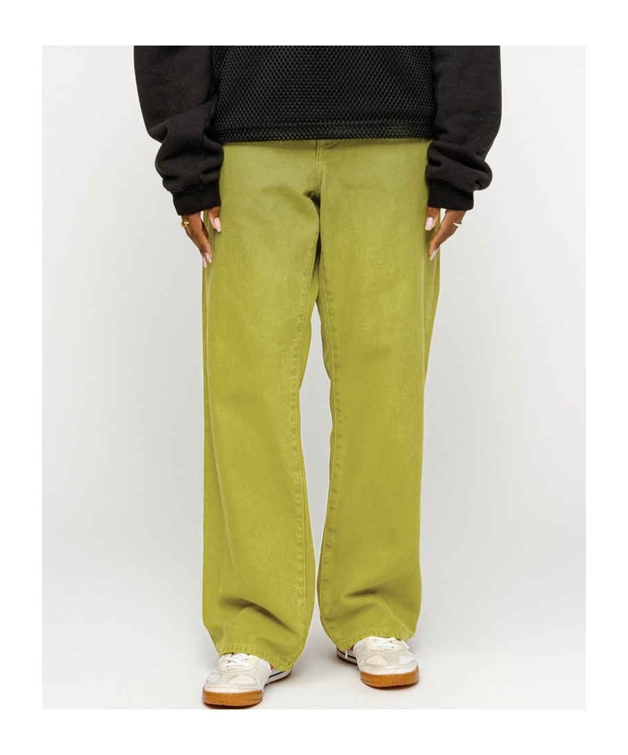 Stussy Straight Leg Canvas Trousers With Rivets In Green