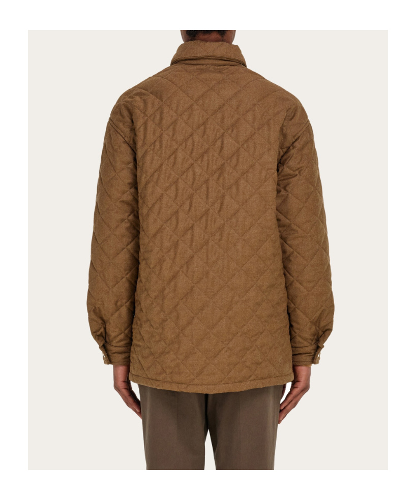 Ferragamo Quilted Jacket In Brown