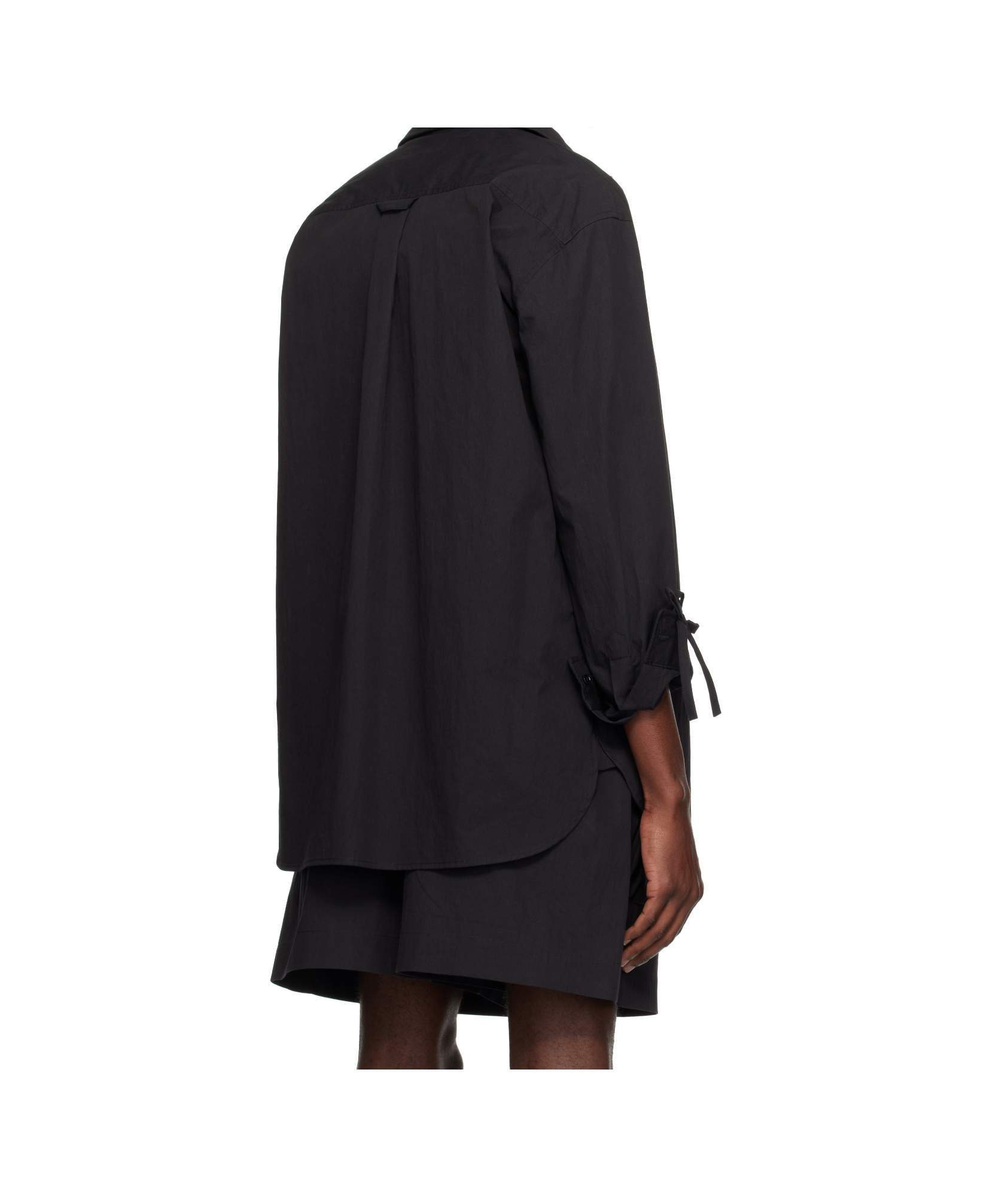 Simone Rocha Bow-detailed Waxed Cotton-blend Poplin Shirt In Black