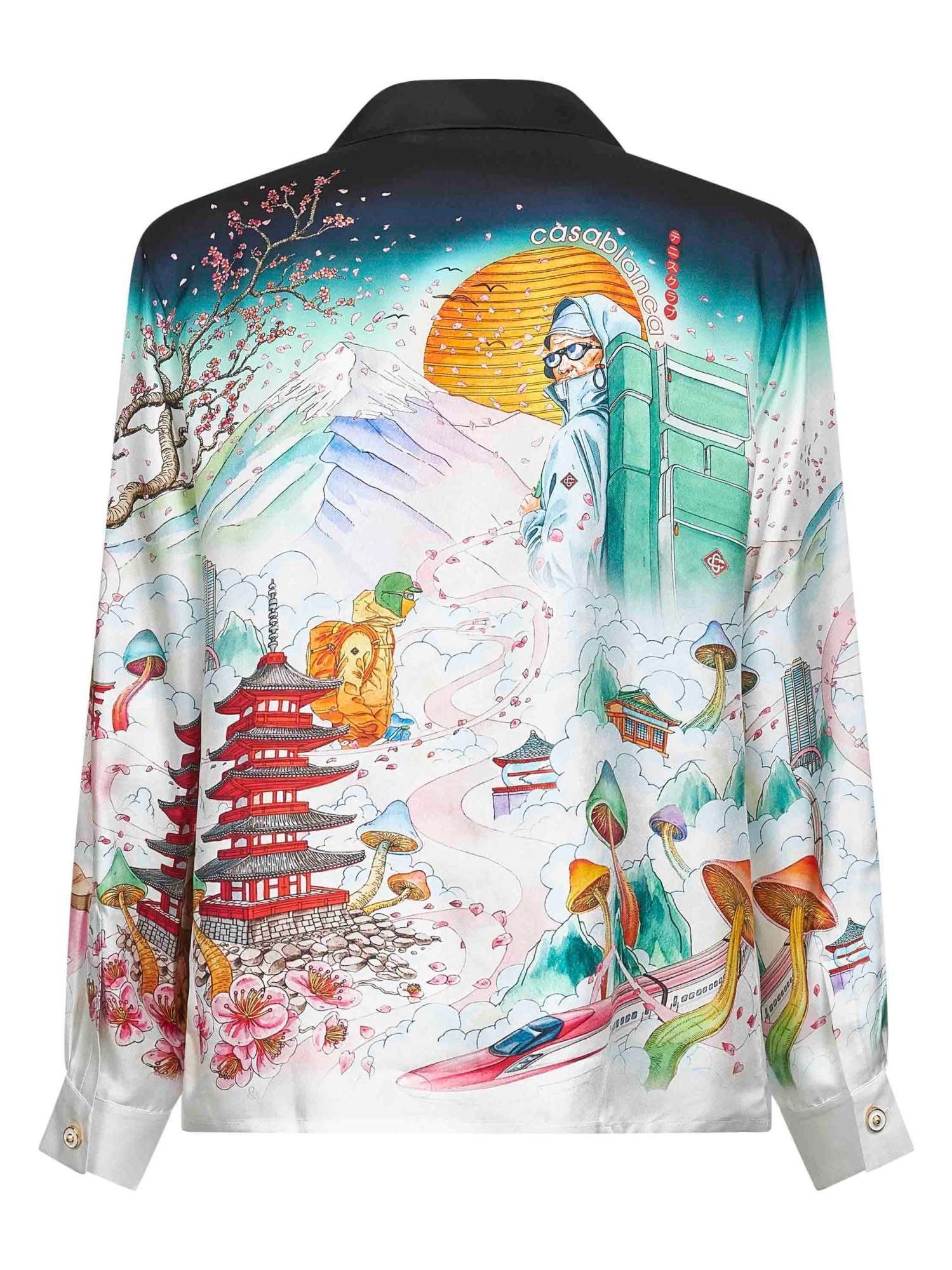 Casablanca Graphic Print Long Sleeve Shirt With Pocket In White