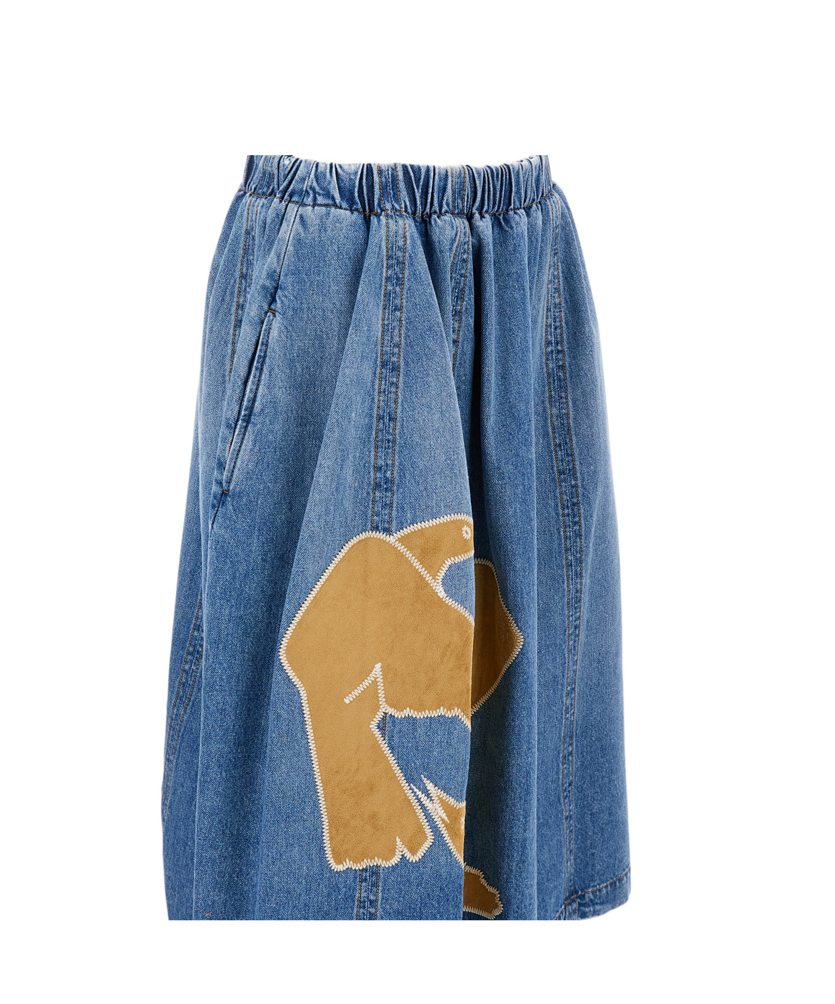 Marni Elastic Waist Denim Skirt In Blue