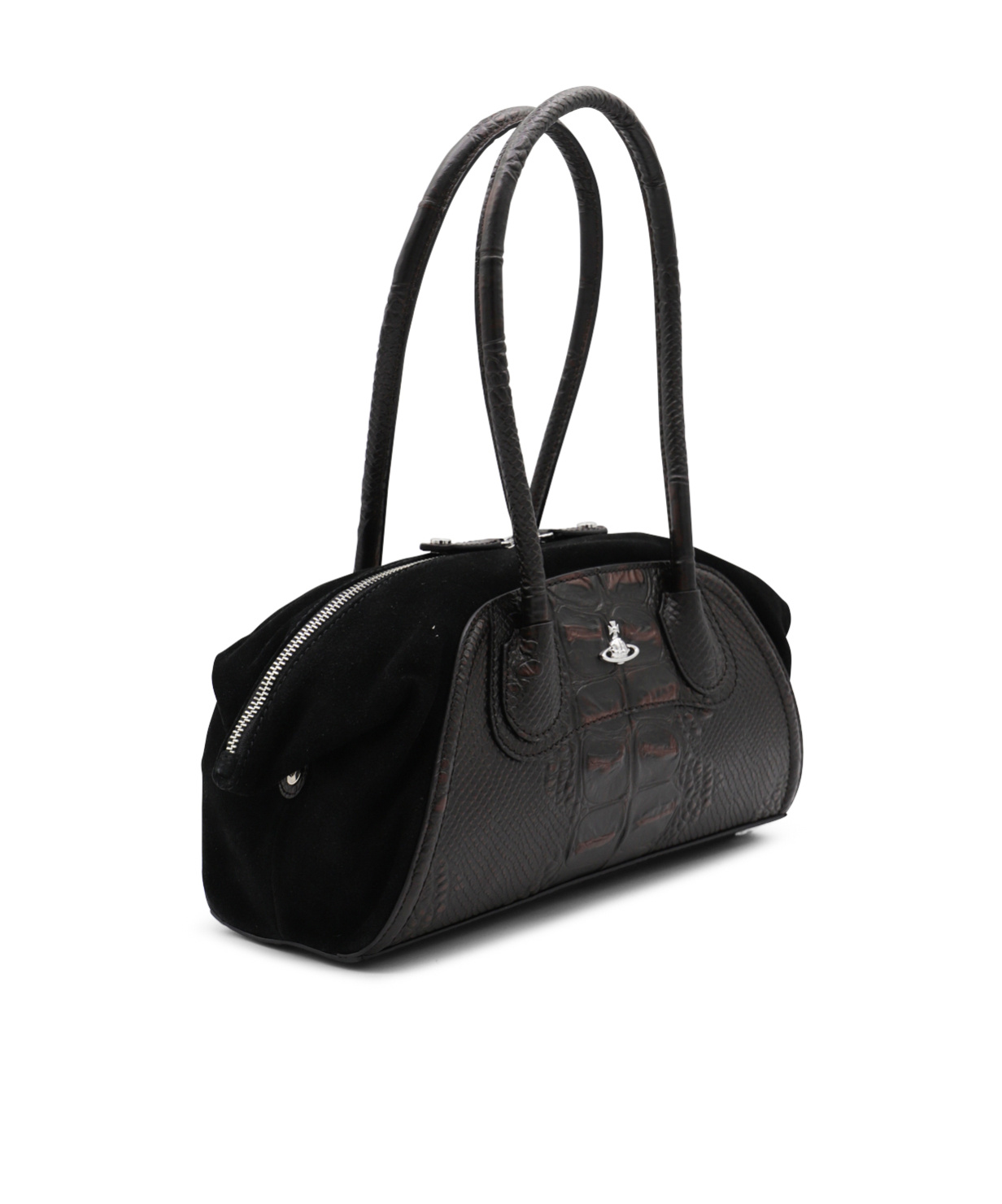 Vivienne Westwood Two-tone Leather And Suede Small Shirley Shoulder Bag In Brown