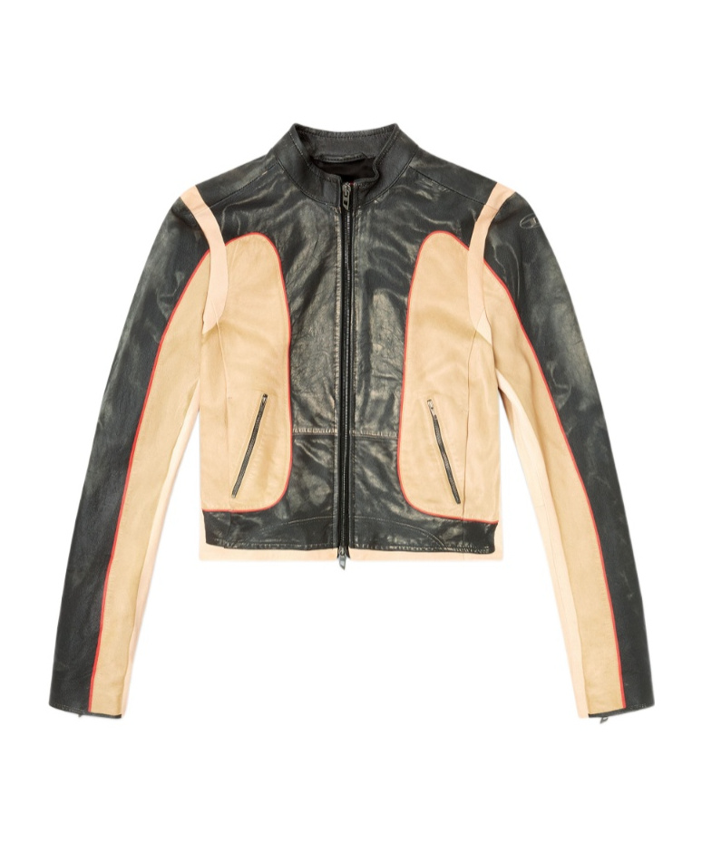 Diesel L-oonie Panelled Leather Jacket In Multi